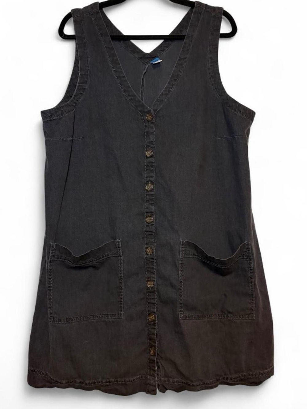 Old Navy Black Button-Front Sleeveless Shift Dress